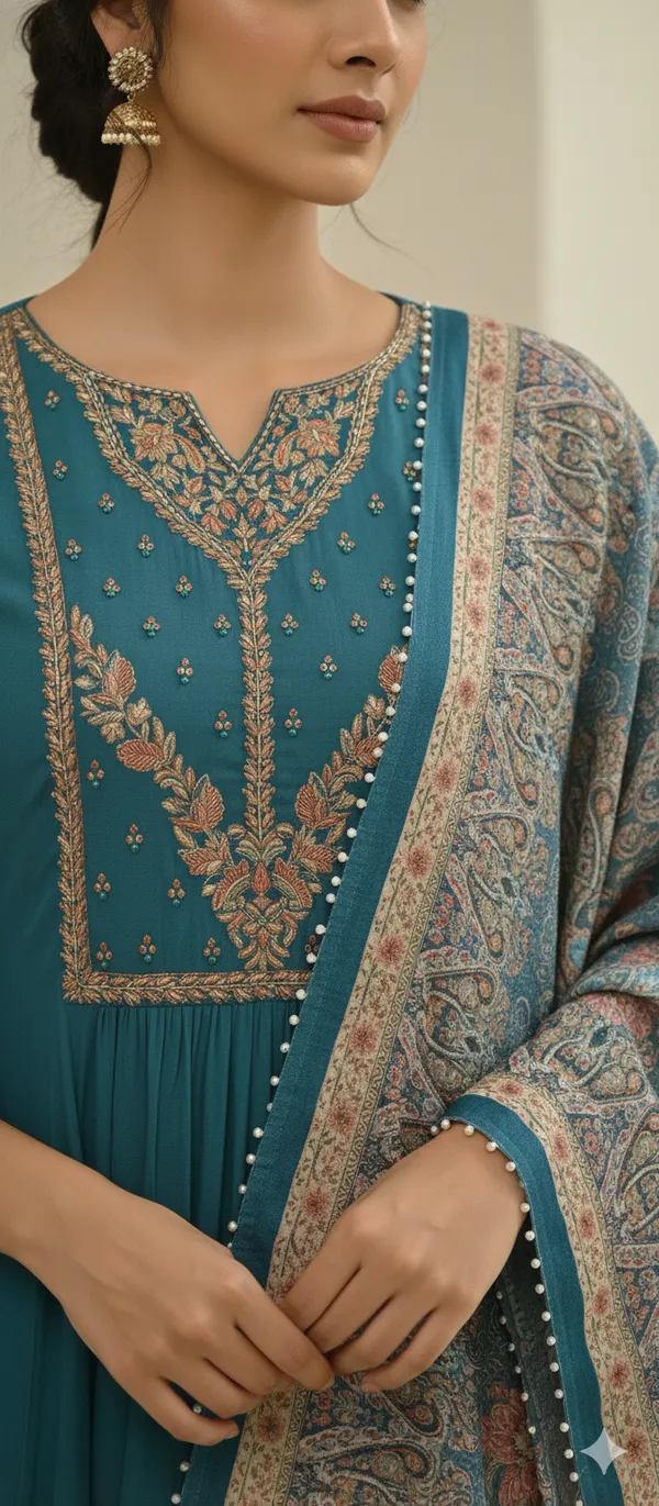 Blue_Hand_Work_Mul_Chanderi_Kurta_Set_With_Dupatta_For_Women_Combo_Set_(_Pack_Of_2)