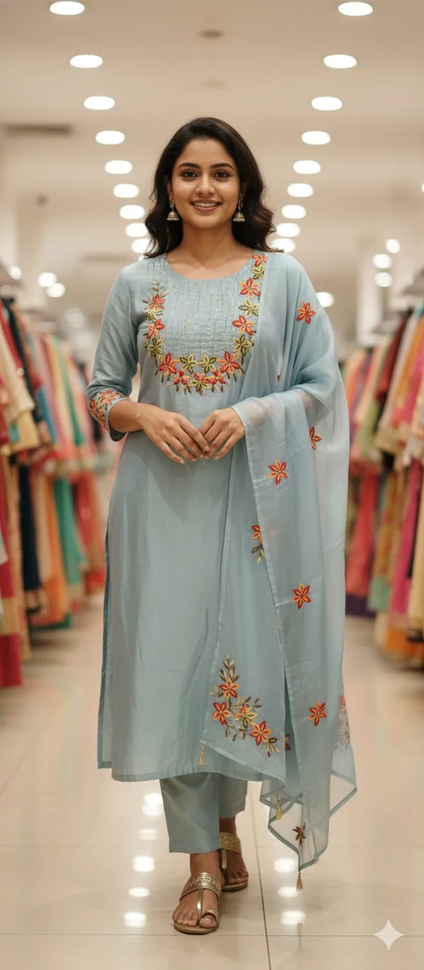 Blue_Hand_Work_Mul_Chanderi_Kurta_Set_With_Dupatta_For_Women_Combo_Set_(_Pack_Of_2)
