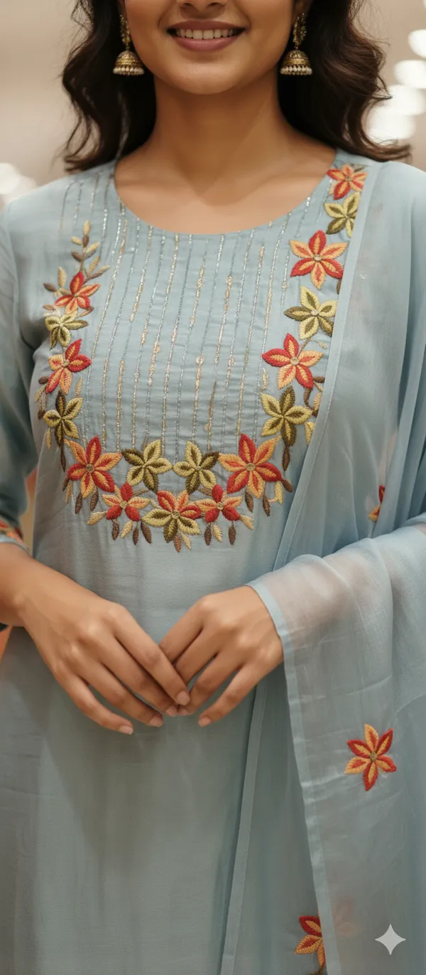 Blue_Hand_Work_Mul_Chanderi_Kurta_Set_With_Dupatta_For_Women_Combo_Set_(_Pack_Of_2)