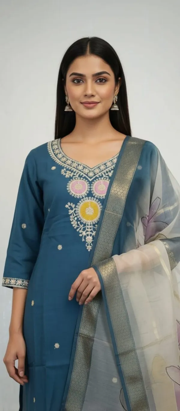 Blue_Thread_Work_Silk_Suit_Banarsi_Dupatta_For_Women
