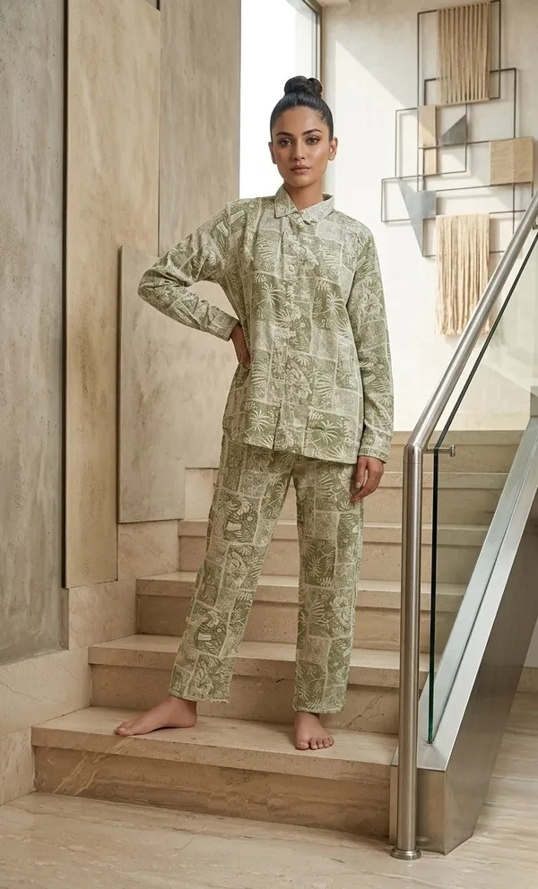 GREEN_PRINTED_RAYON_CORD_SET
