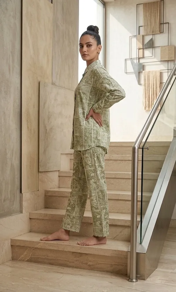 GREEN_PRINTED_RAYON_CORD_SET