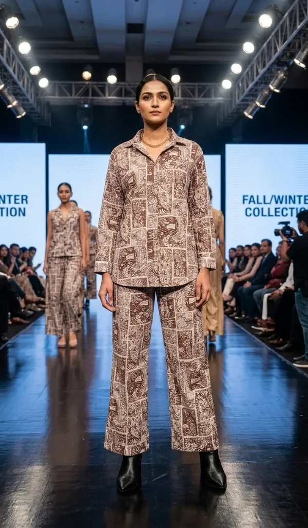 BROWN_PRINTED_RAYON_CORD_SET