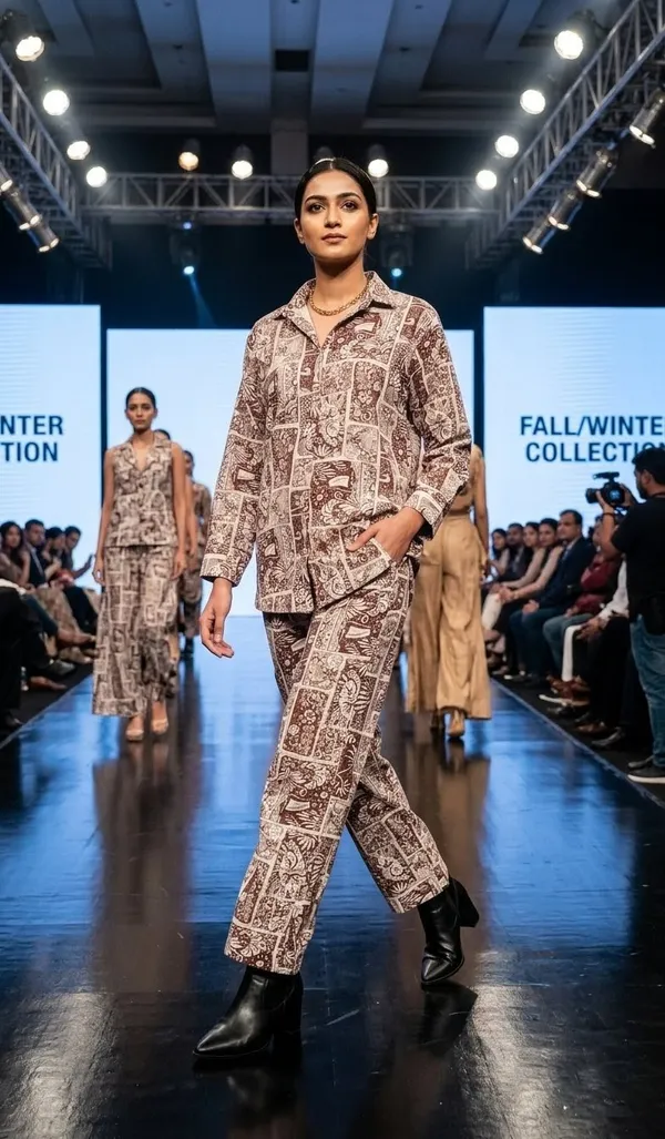 BROWN_PRINTED_RAYON_CORD_SET