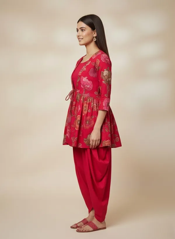PINK_PRINTED_SILK_DHOTI_SET
