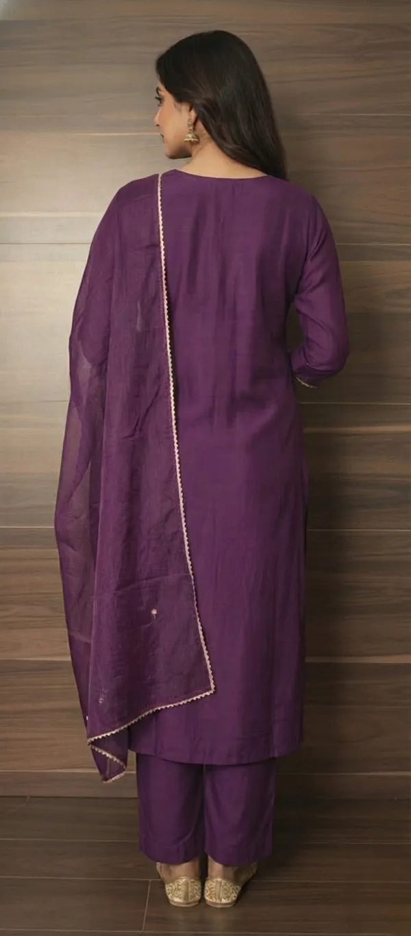 PURPLE_HAND_WORK_SILK_KURTA_SET_WITH_DUPATTA