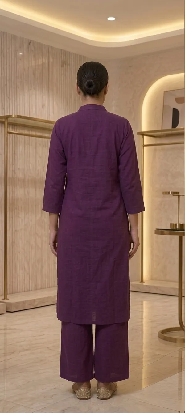 PURPLE_KHADI_COTTON_KURTA_SET