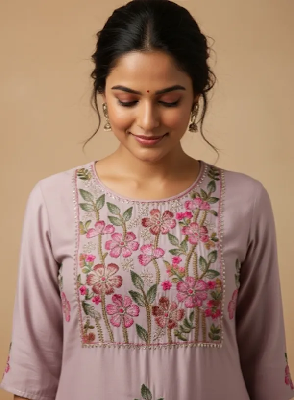 PURPLE_HAND_PAINT_ROMAN_SILK_KURTA_AND_BOTTOM_SET
