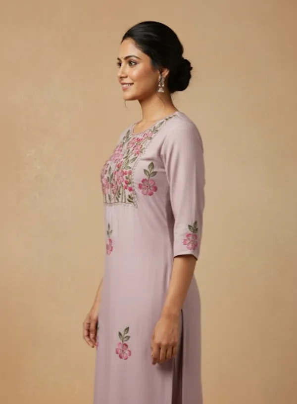 PURPLE_HAND_PAINT_ROMAN_SILK_KURTA_AND_BOTTOM_SET