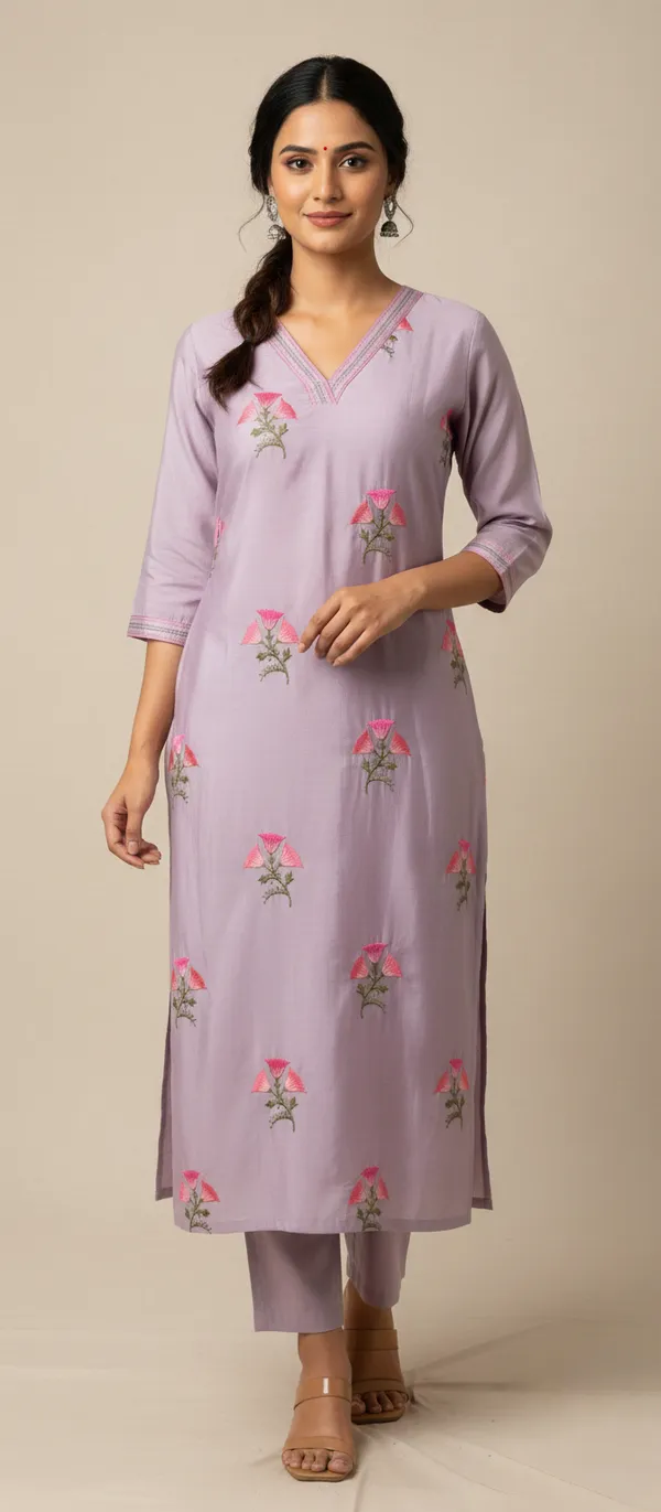 LIGHT_PURPLE_ROMAN_SILK_KURTA_BOTTOM_SET