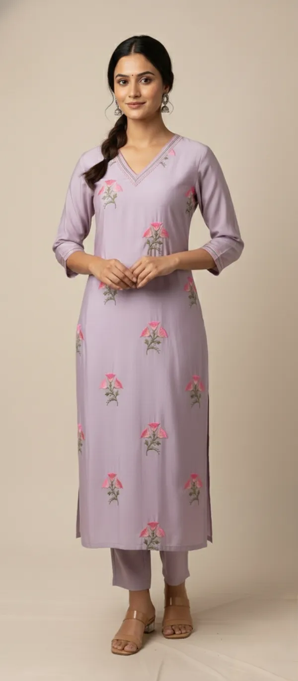 LIGHT_PURPLE_ROMAN_SILK_KURTA_BOTTOM_SET