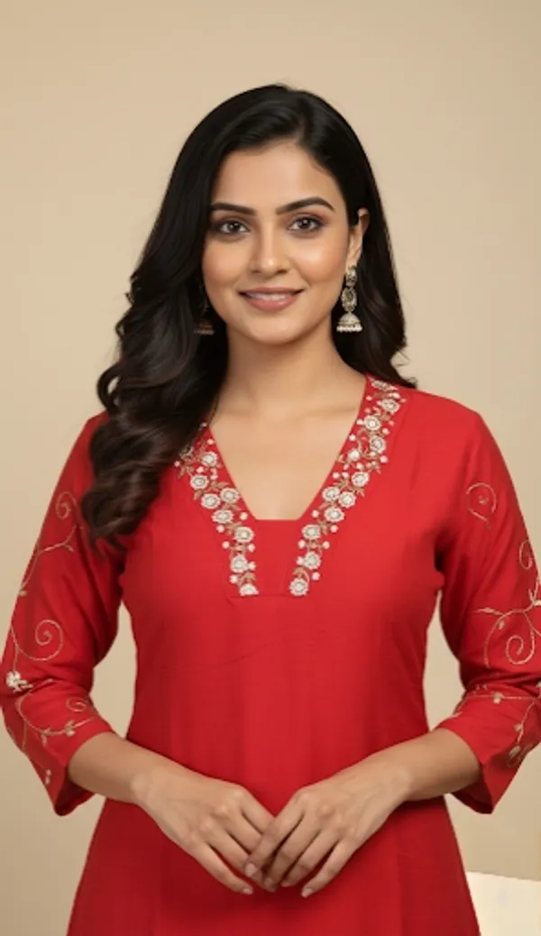 RED_PEARL_AND_PIPE_WORK_SILK_KURTA_AND_BOTTOM_SET