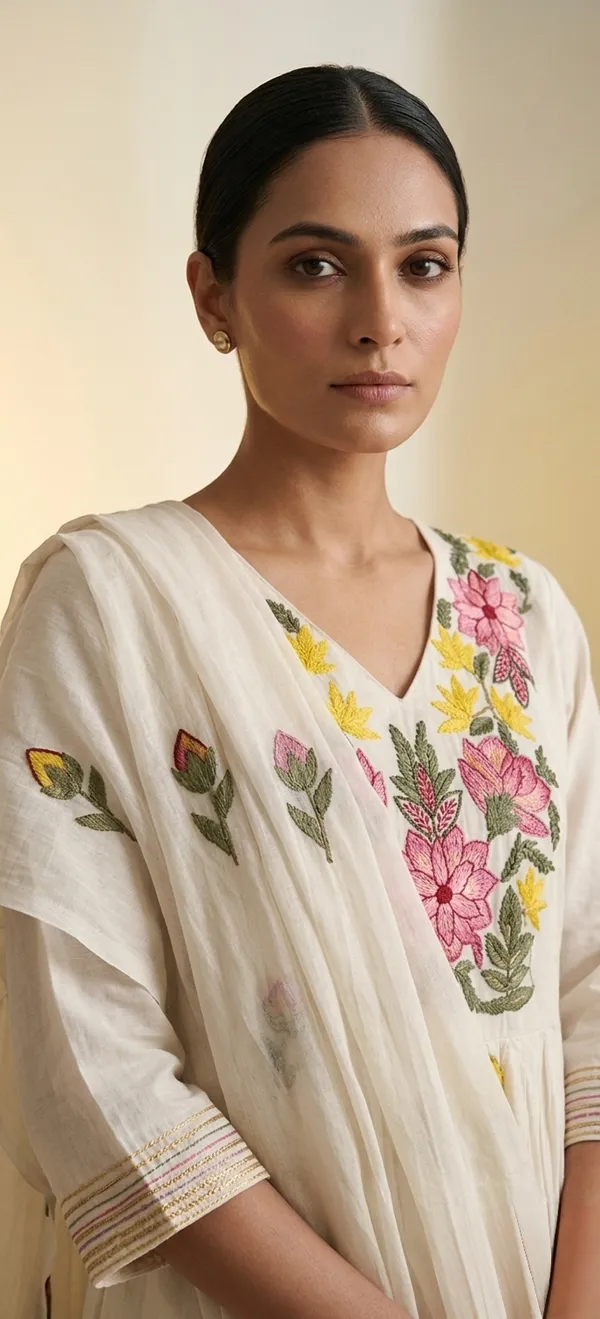 CREAM_BRUSH_PAINT_AND_KATHA_WORK_COTTON_KURTA_SET_WITH_DUPATTA