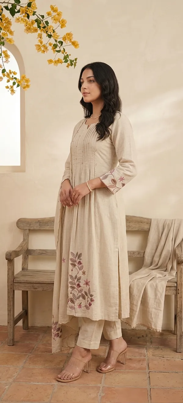CREAM_PINTEX_COTTON_KURTA_SET_WITH_DUPATTA