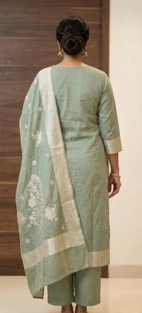GREEN_HAND_WORK_JAMDARI_KURTA_SET_WITH_DUPATTA
