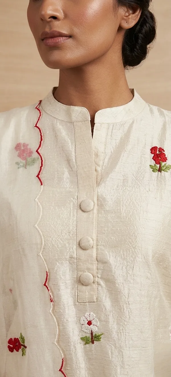 IVORY_TISSUE_SHIMMER_NECK_HANDWORK_KURTA_SET_WITH_DUPATTA