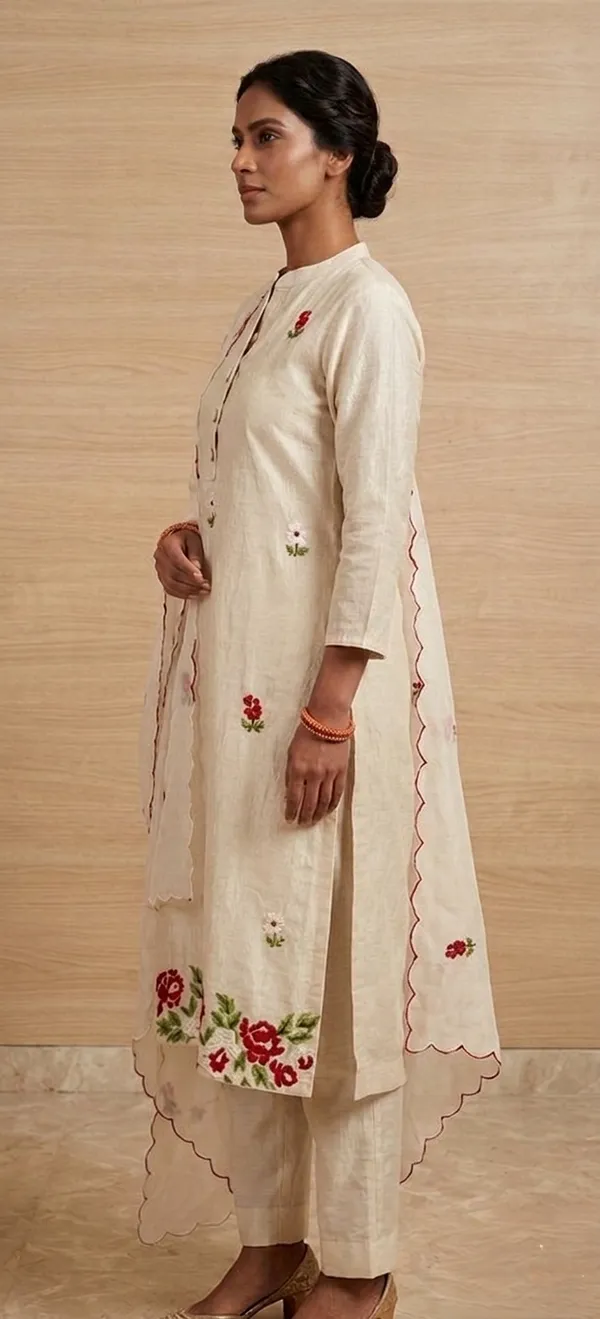 IVORY_TISSUE_SHIMMER_NECK_HANDWORK_KURTA_SET_WITH_DUPATTA