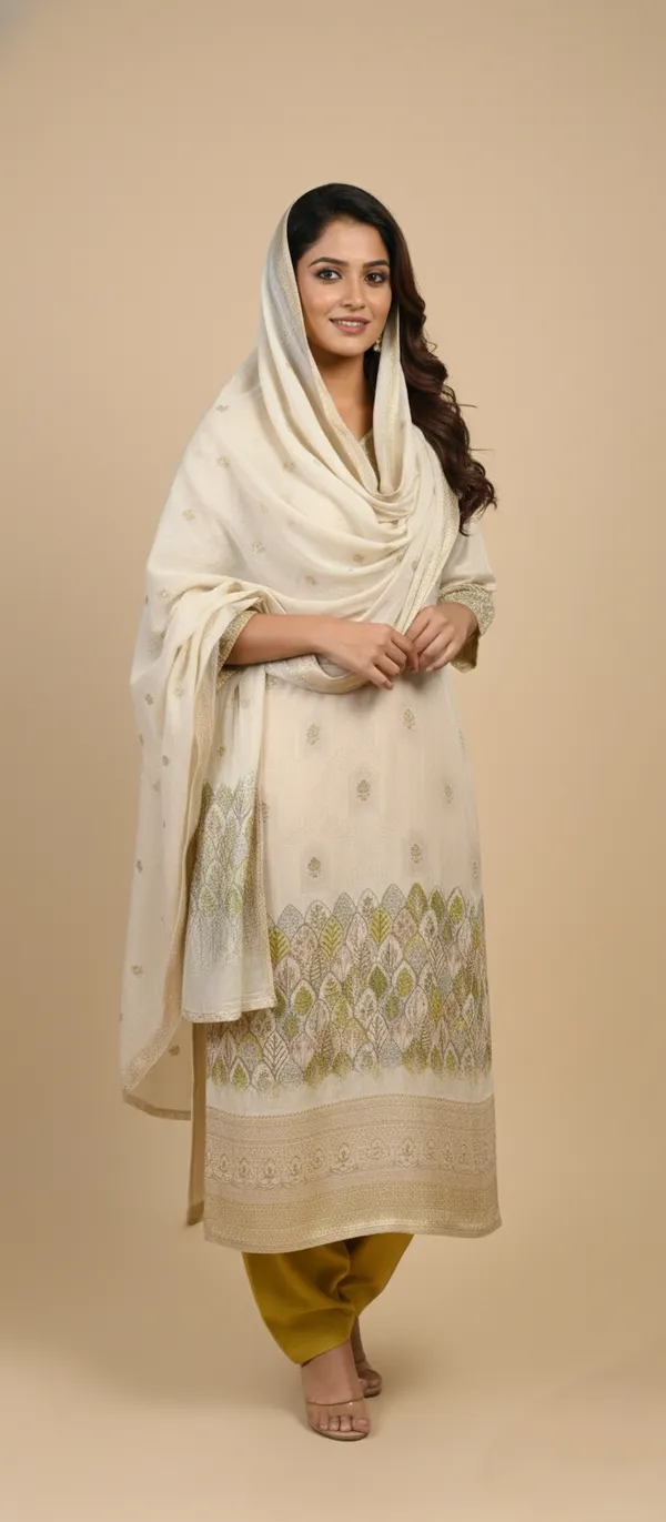 IVORY_THREAD_WORK_TISSUE_SHIMMER_KURTA_SET_WITH_DUPATTA