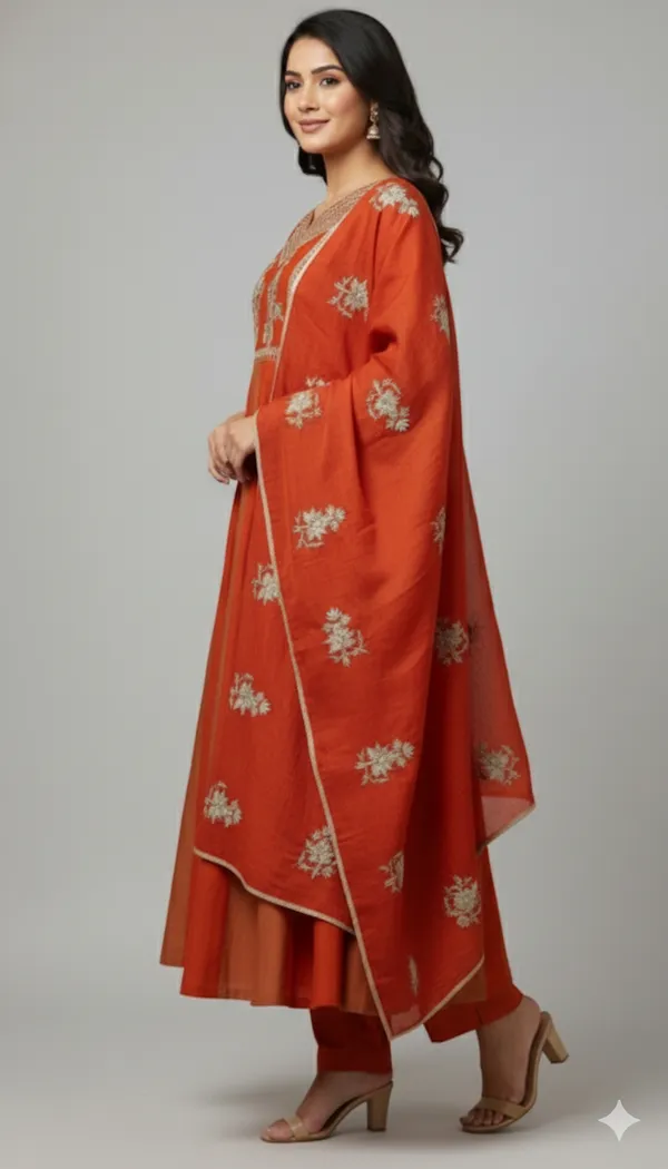 ORANGE_ZARI_MUL_CHANDERI_ANARKALI_,_PANT_WITH_DUPATTA