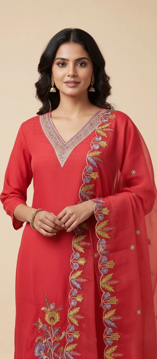 RED_THREAD_WORK_SILK_KURTA_SET_WITH_DUPATTA
