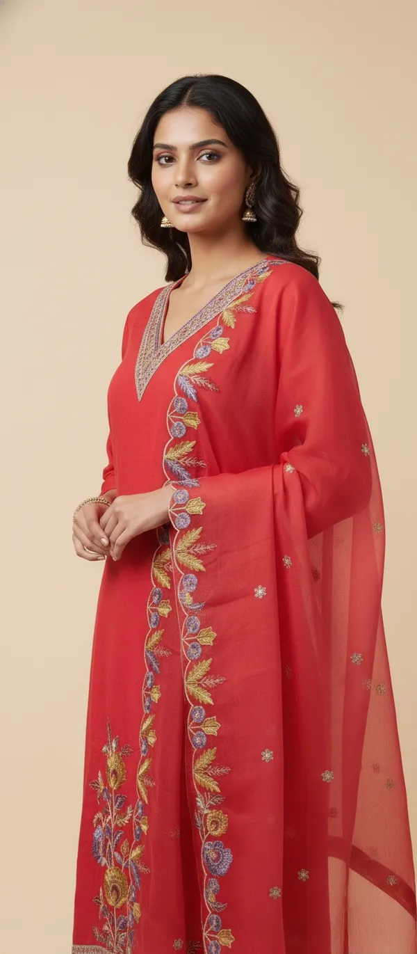 RED_THREAD_WORK_SILK_KURTA_SET_WITH_DUPATTA