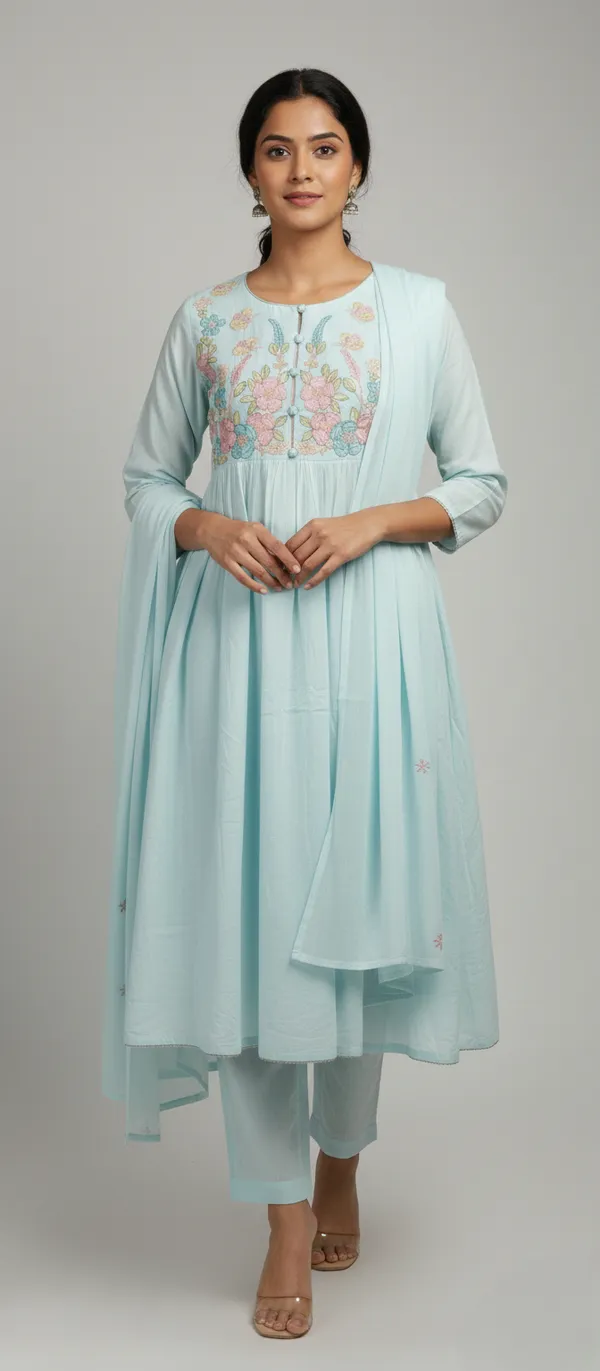 SKY_BLUE_MUL_COTTON_THREAD_WORK_KURTA_SET_WITH_DUPATTA