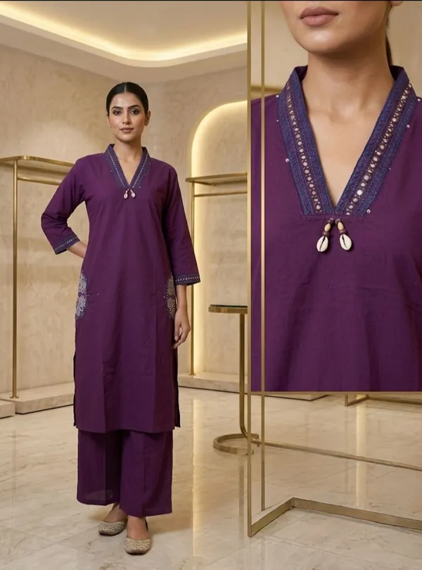 PURPLE_KHADI_COTTON_KURTA_SET