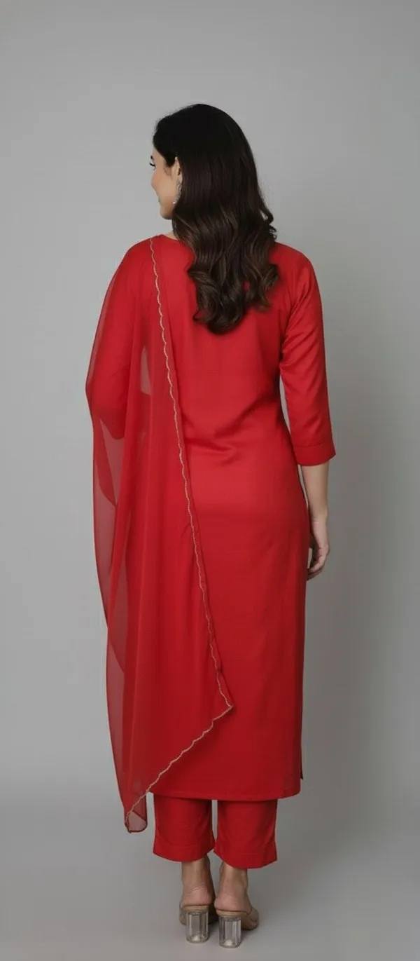 Red_Hand_Work_Dola_Silk_Kurta_Set_With_Dupatta_For_Women