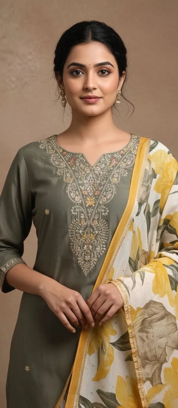 Green_Thread_Work_Silk_Kurta_Set_With_Dupatta_For_Women