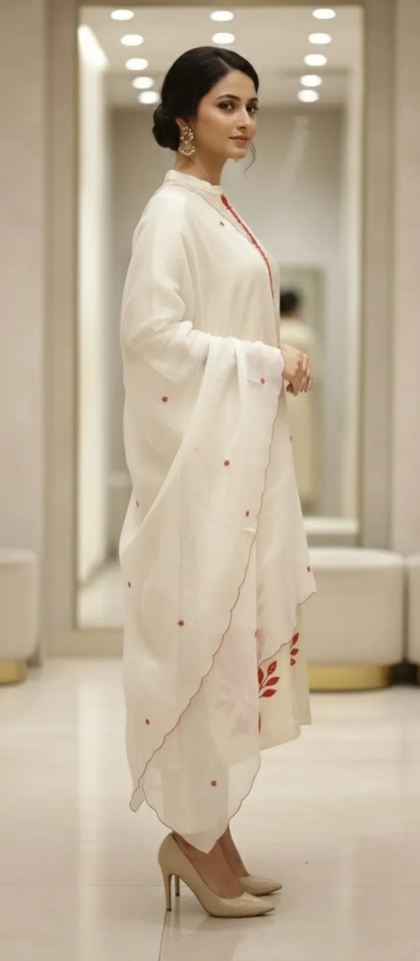 Ivory_Aplique_Tissue_Shimmer_Kurta_Set_With_Thread_Work_Dupatta_For_Women