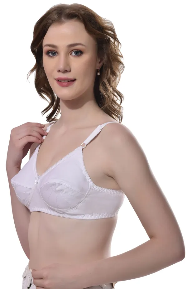 White_Pure_Cotton_Seamed_Full_Coverage_Non-Padded_Non-Wired_Bra_