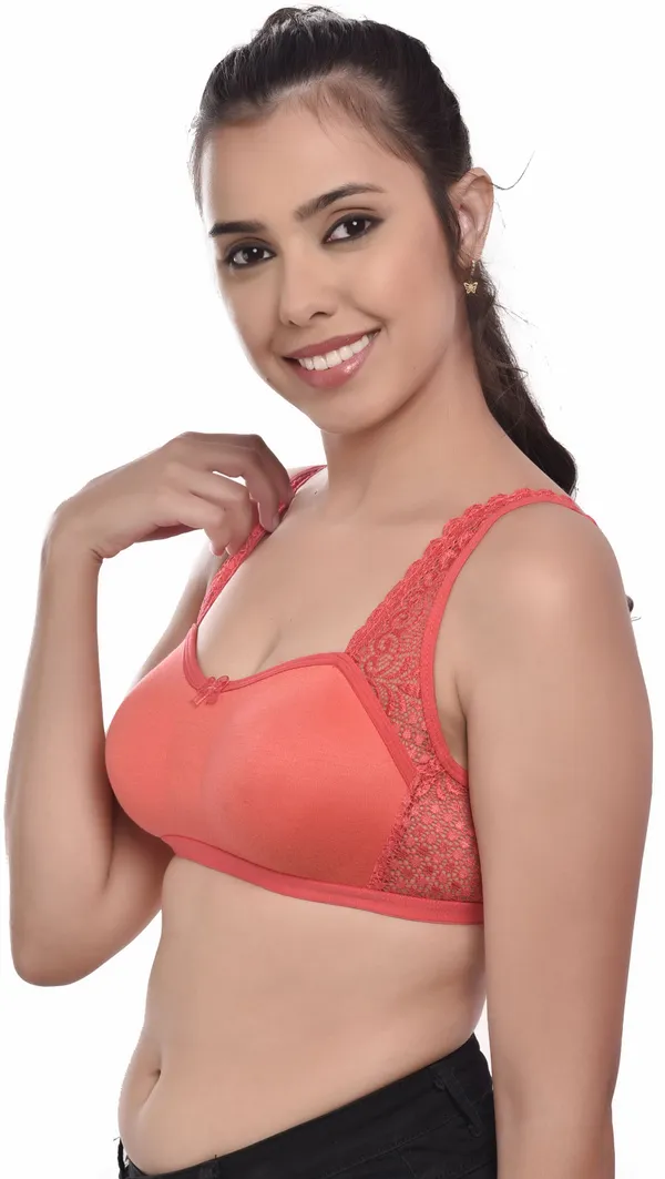 Coral_Pink_Cotton_Lace_Everyday_Non_Padded_Wirefree_Bra_For_Women