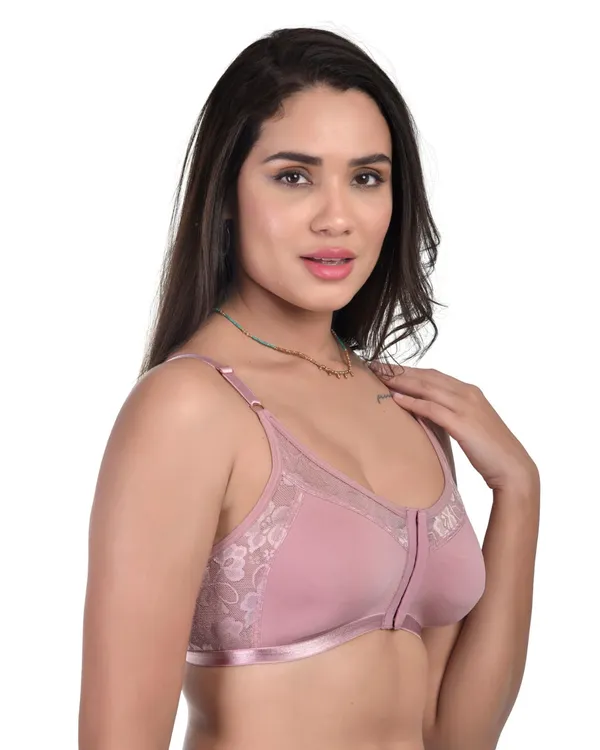 Pink_Non-Padded_Non-Wired_Spacer_Cup_Easy-On_Front_Open_Full_Figure_Bra_in_