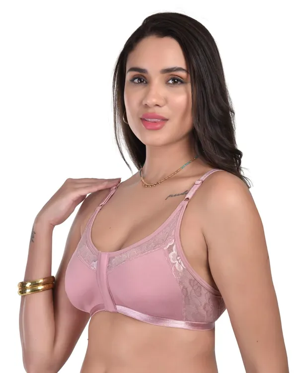 Pink_Non-Padded_Non-Wired_Spacer_Cup_Easy-On_Front_Open_Full_Figure_Bra_in_