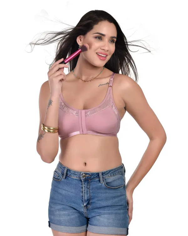 Pink_Non-Padded_Non-Wired_Spacer_Cup_Easy-On_Front_Open_Full_Figure_Bra_in_