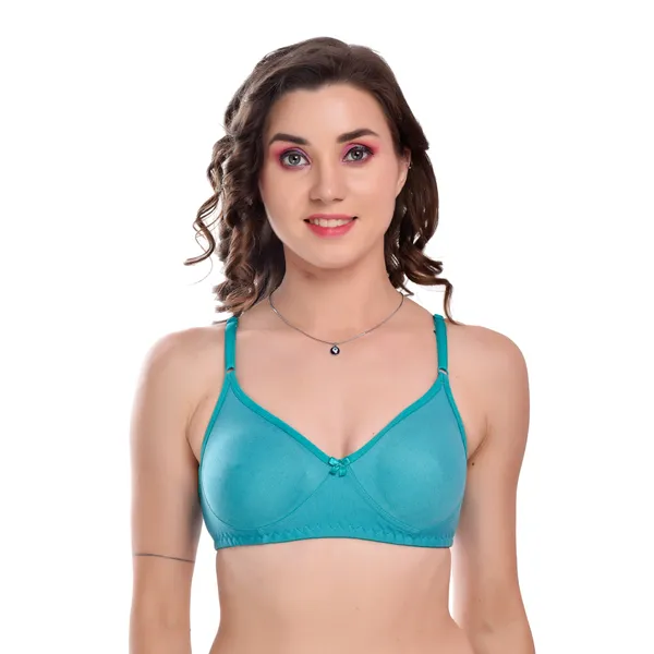 Green_Seamless_Non-Padded_Non-Wired_Full_Coverage_T-Shirt_Bra_