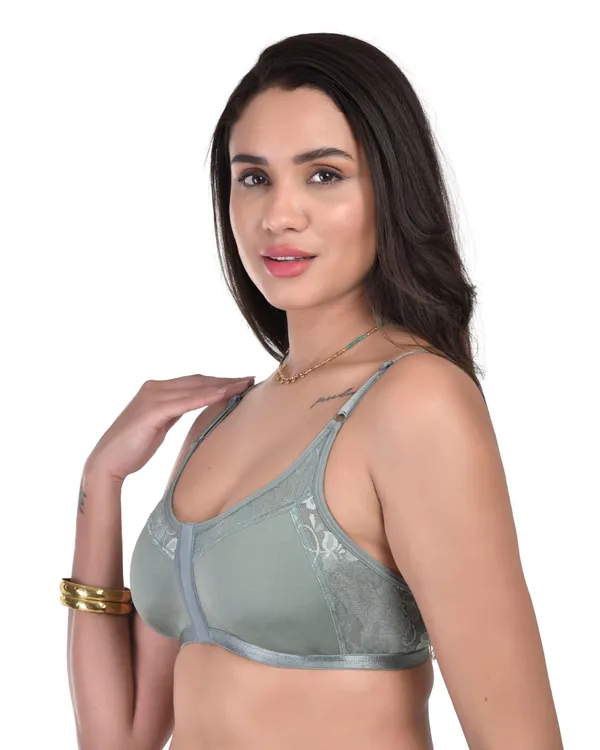 Green_Non-Padded_Non-Wired_Spacer_Cup_Easy-On_Front_Open_Full_Figure_Bra_in_Green_Colour