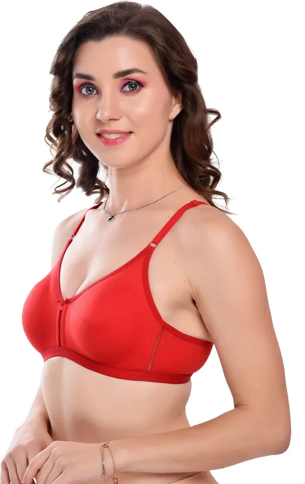 Red_Seamless_Non-Padded_Non-Wired_Full_Coverage_T-Shirt_Bra__