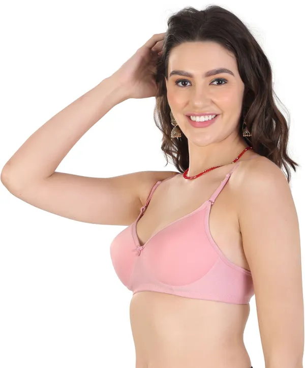 English_Pink_Seamless_T-Shirt_Padded_Bra_For_Women