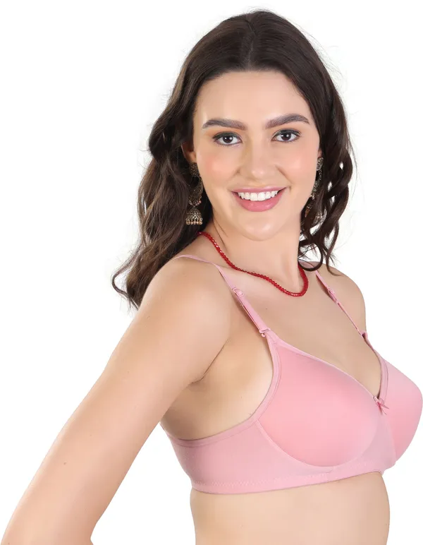 English_Pink_Seamless_T-Shirt_Padded_Bra_For_Women