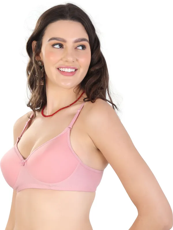 English_Pink_Seamless_T-Shirt_Padded_Bra_For_Women