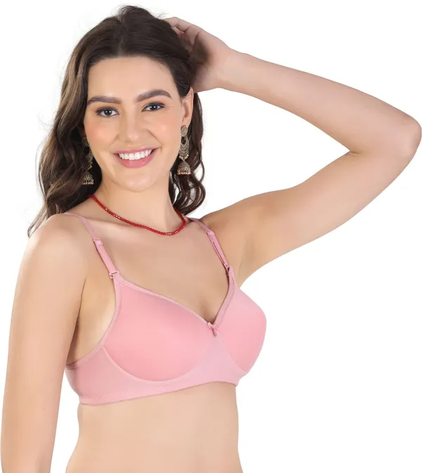 English_Pink_Seamless_T-Shirt_Padded_Bra_For_Women