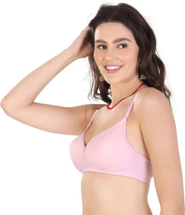 Light_Pink_Cotton_Padded_T-Shirt_Padded_Bra_For_Women