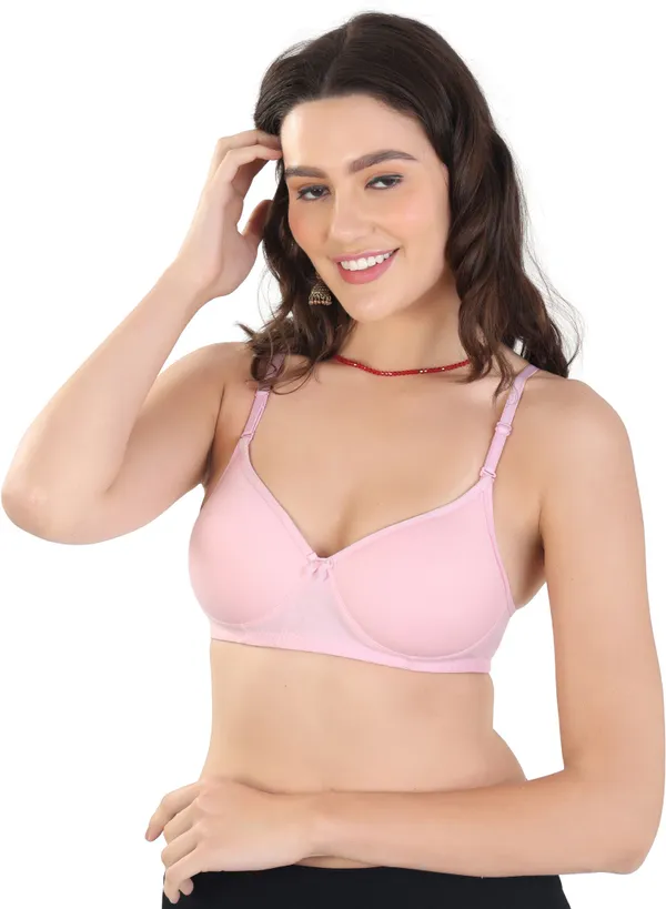 Light_Pink_Cotton_Padded_T-Shirt_Padded_Bra_For_Women