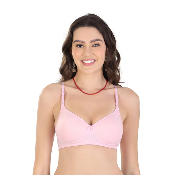 Light_Pink_Cotton_Padded_T-Shirt_Padded_Bra_For_Women