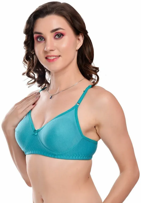 Green_Seamless_Non-Padded_Non-Wired_Full_Coverage_T-Shirt_Bra_