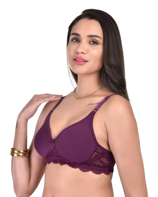 Purple_Non-Padded_Non-Wired_Full_Coverage_Spacer_Cup_T-shirt_Bra
