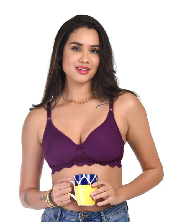Purple_Non-Padded_Non-Wired_Full_Coverage_Spacer_Cup_T-shirt_Bra
