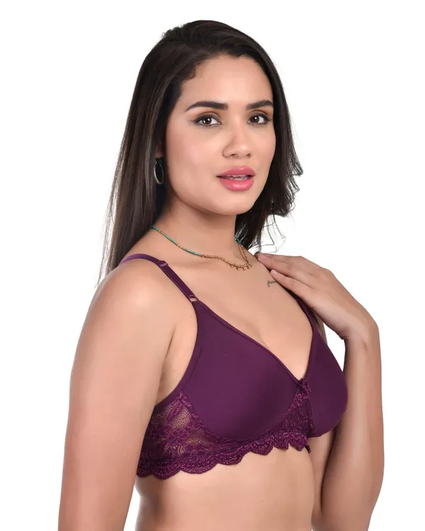 Purple_Non-Padded_Non-Wired_Full_Coverage_Spacer_Cup_T-shirt_Bra