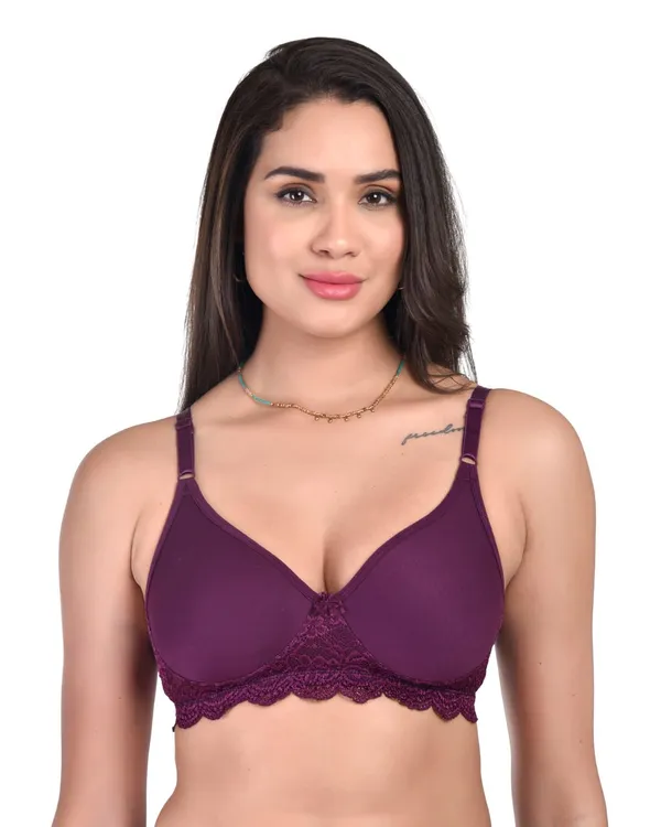 Purple_Non-Padded_Non-Wired_Full_Coverage_Spacer_Cup_T-shirt_Bra